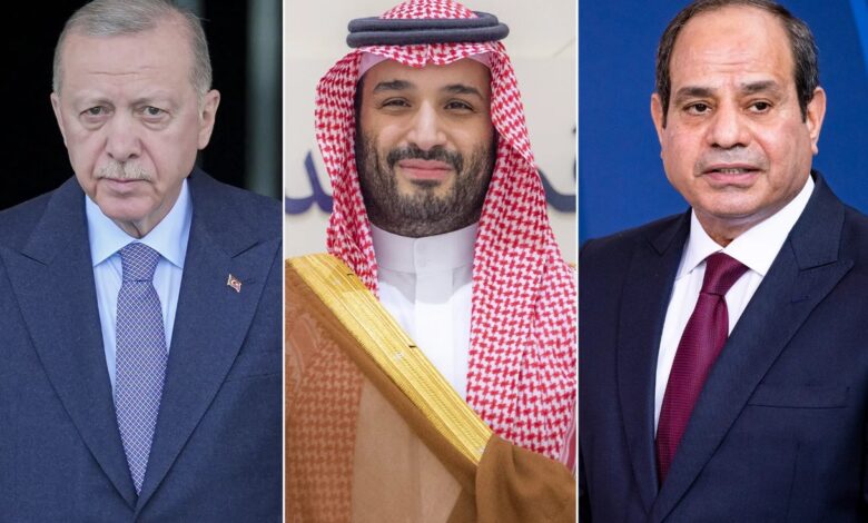 السيسي ومحمد بن سلمان وأردوغان